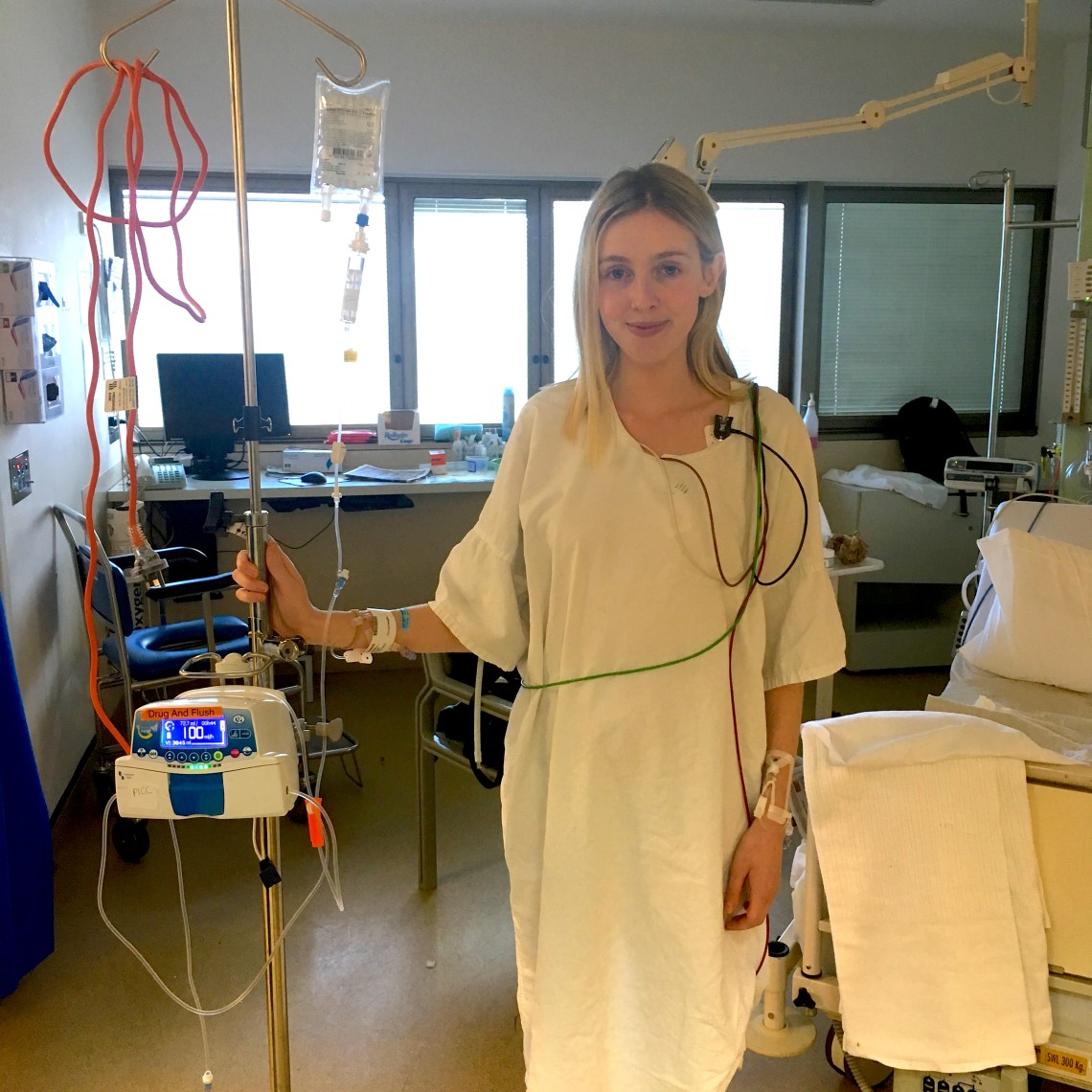 Just practising my casual 'there's a PICC line going into my freaking heart from my elbow but I'm not even bothered' stance. Accessories: IV pole (kindly on loan from Monash Hospital)